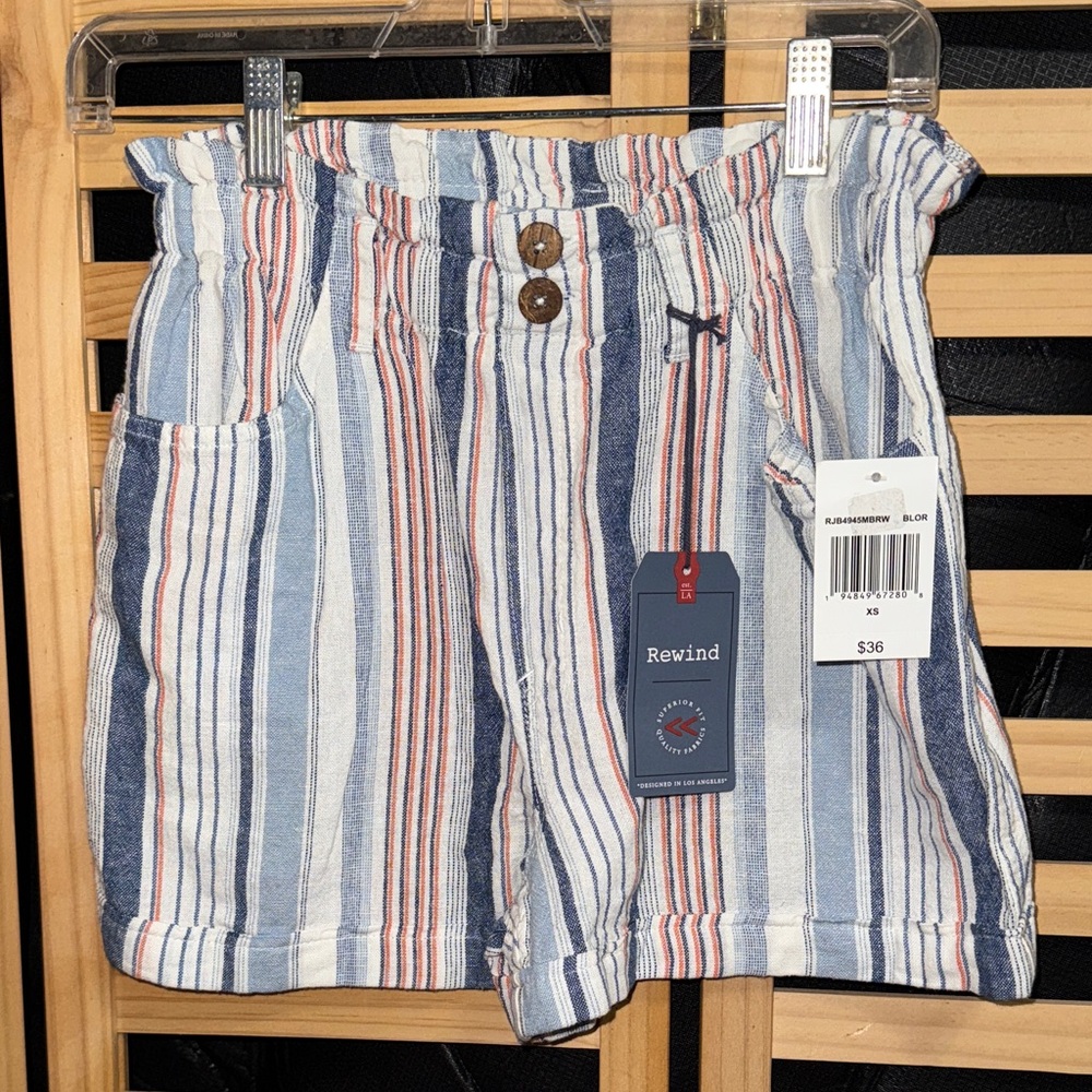 NWT- Rewind Striped Shorts - Blue and Red